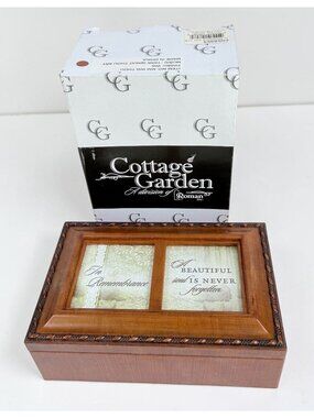 Cottage Garden Keepsake Trinket Music Box Memorial Wood How Great Thou Art Song